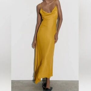 Zara satin draping dress
